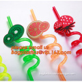 Fruit Decorative PVC/PET Hard Plastic Reusable Crazy Drinking Thick Straw, Reusable Crazy Drinking Thick Straw